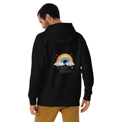 Gay and Tired — Unisex Hoodie – Rainbow Edition by Splattio
