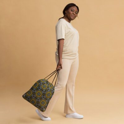Golden Lattice Glow – Drawstring Bag
