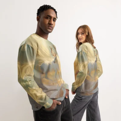 Ascent of the Sunlit Stag — Unisex Cotton Sweatshirt