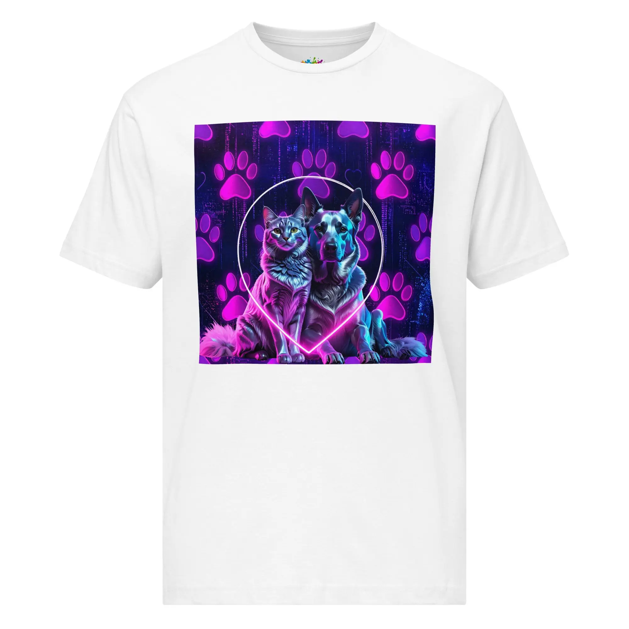 Electric Alpha: Love in the Pawlight  Unisex Fine Jersey Tee - Image 2