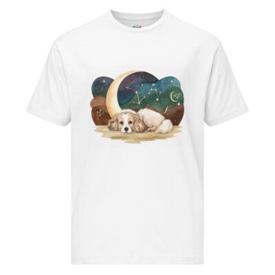 Moonlit Guardian: A Celestial Pup’s Gentle Dream  Unisex Fine Jersey Tee