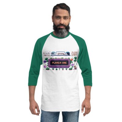 Player One: Game On — Retro Arcade Edition Unisex 3/4 Sleeve Raglan Shirt