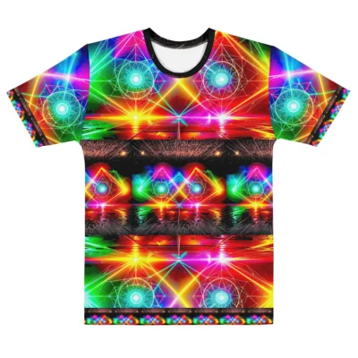Spectrum Reactor Core — Neon Energy Grid T-Shirt by Splattio