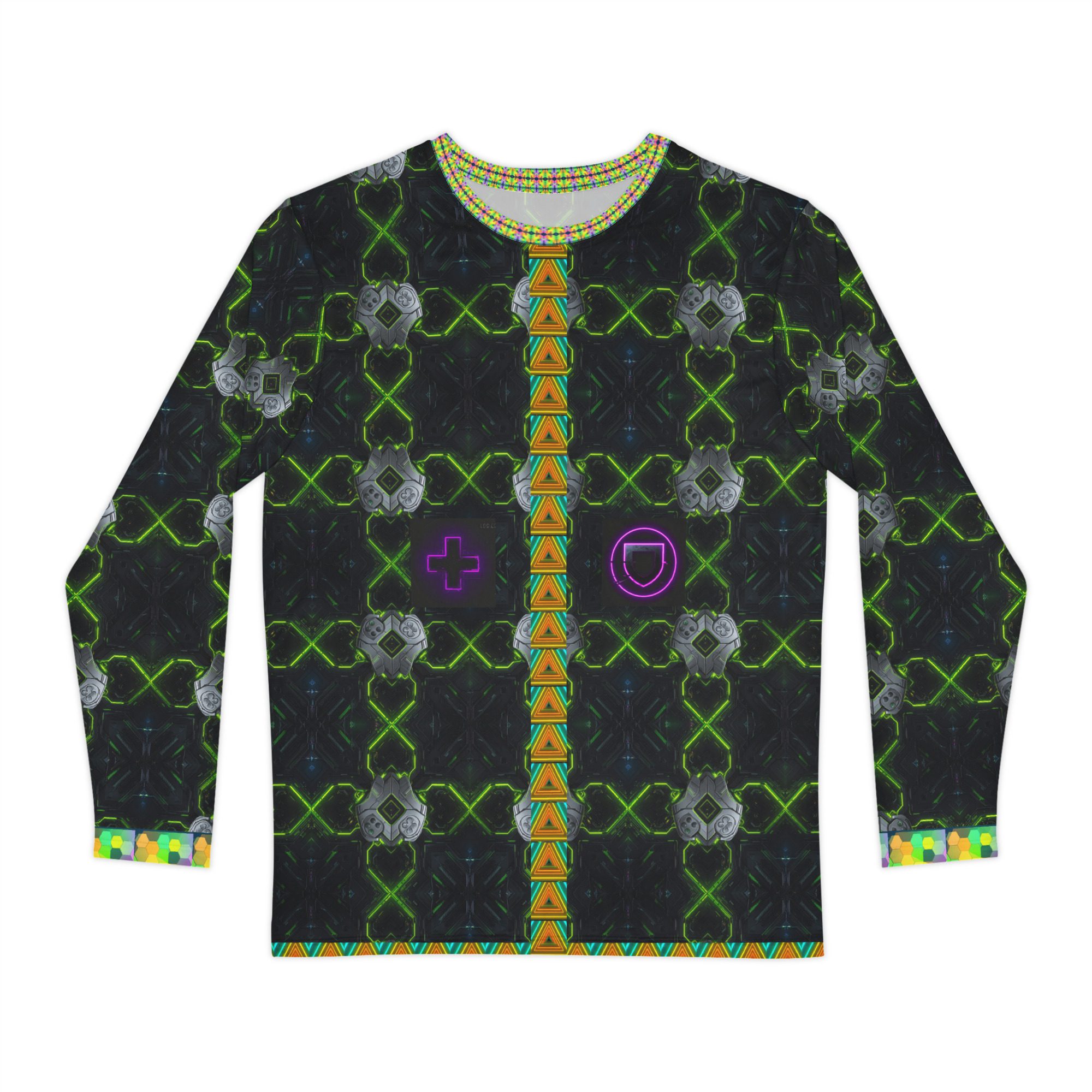 Executive Mode: Neon X Dominion Unisex All-Over Print Long Sleeve Shirt - Image 2