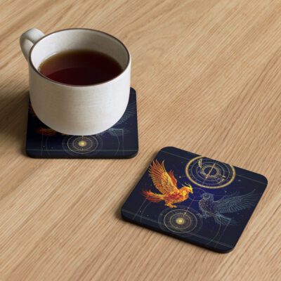 Dominion of the Phoenix & Owl of the Astral Gate | Cork-back coaster