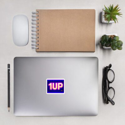 1UP Neon Pixel — Retro Arcade Energy: Die-cut stickers
