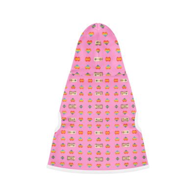 Pixel Love: Retro Gamer Pride Pattern Pet hoodie